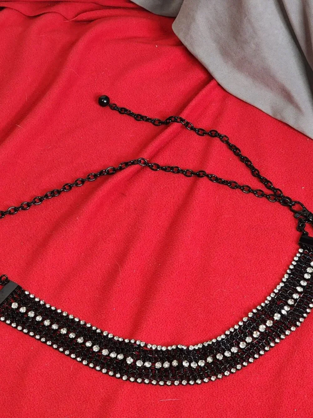 Chico's Vintage Black Metal and Rhinestone Adjustable 50.5